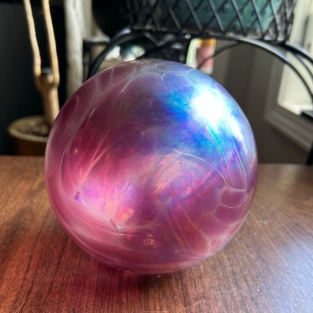 Pyromania Glass Studio Oregon Float Hand Blown Pink Iridescent Signed 5.5”